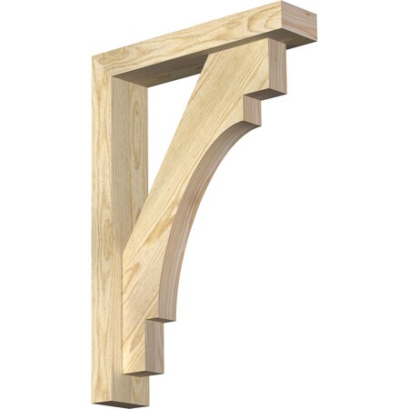 Ekena Millwork Merced Block Rough Sawn Bracket w/ Offset Brace, Douglas Fir, 4"W x 18"D x 26"H BKT0402X18X26MRC05RDF